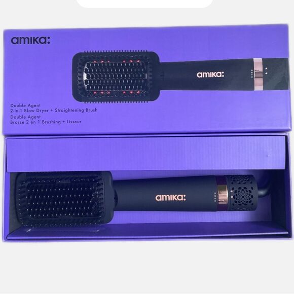 Amika double agent 2-in-1 blow dryer straightening brush New with tags - Picture 2 of 9